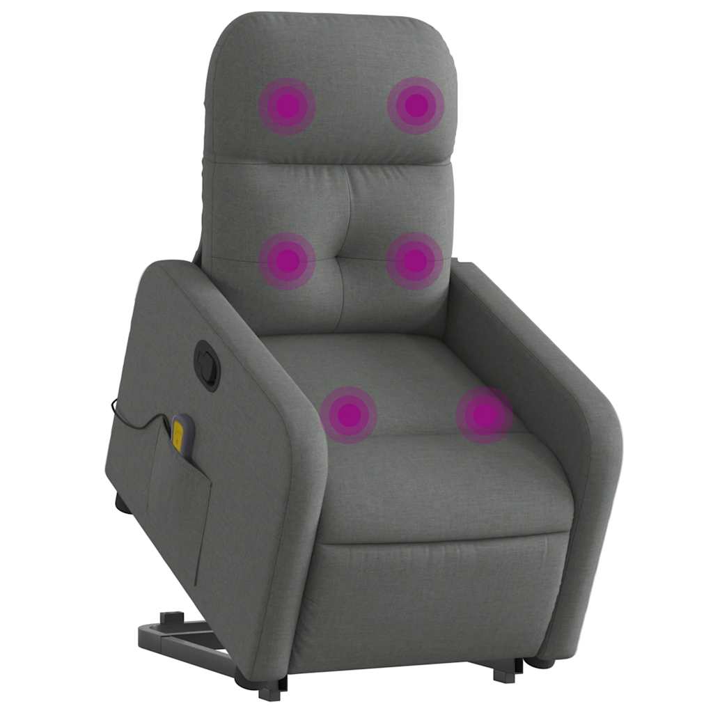 Vidaxl Lift and Massage Chair, Reclining, Dark Gray, Fabric