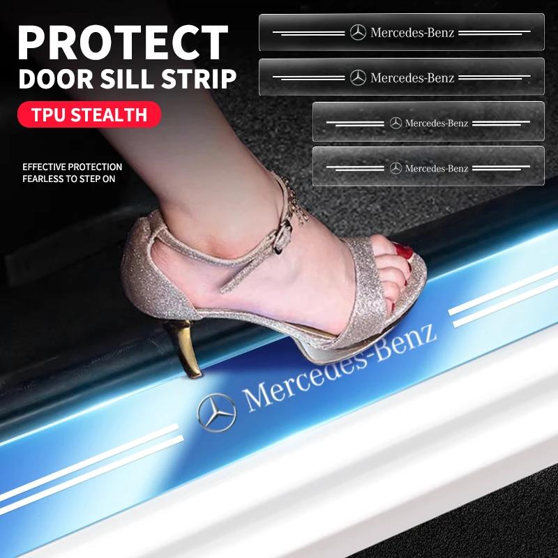 4pcs Car Threshold Sticker Scratch Resistant Transparent Film Protector For Mercedes Benz AMG C E S A GLE Clase W221 W205 W176