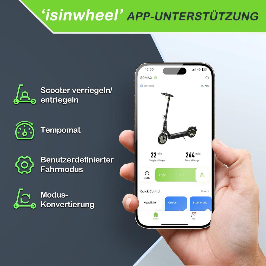 Electric Scooter Foldable Isinwheel S9 Max Top Speed 20Km/h CIty Electric Scooter 42V 10AH Max Range 40Km Load 120Kg