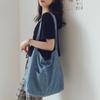 Washed denim bag Large capacity messenger bag Student class bag Female Japanese canvas bag Simple shoulder bag