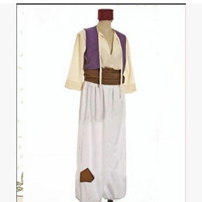 Lamp of Aladdin Aladdin Clothes Aladdin Cos Costume Cosplay Clothes 1,001 Nights Cos Aladdin Suit [Brown] S