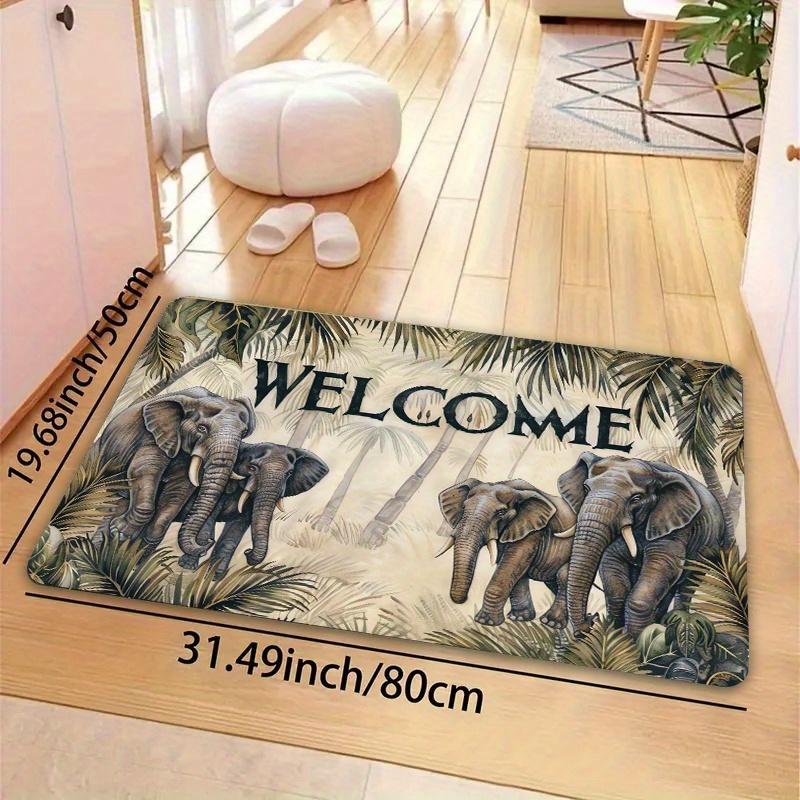 1Pcs Anti Fatigue Kitchen Rugs Elephant Welcome Waterproof Non-Slip Thick Cushioned Kitchen Mat Heavy Duty Comfort Standing Mat for Kitchen