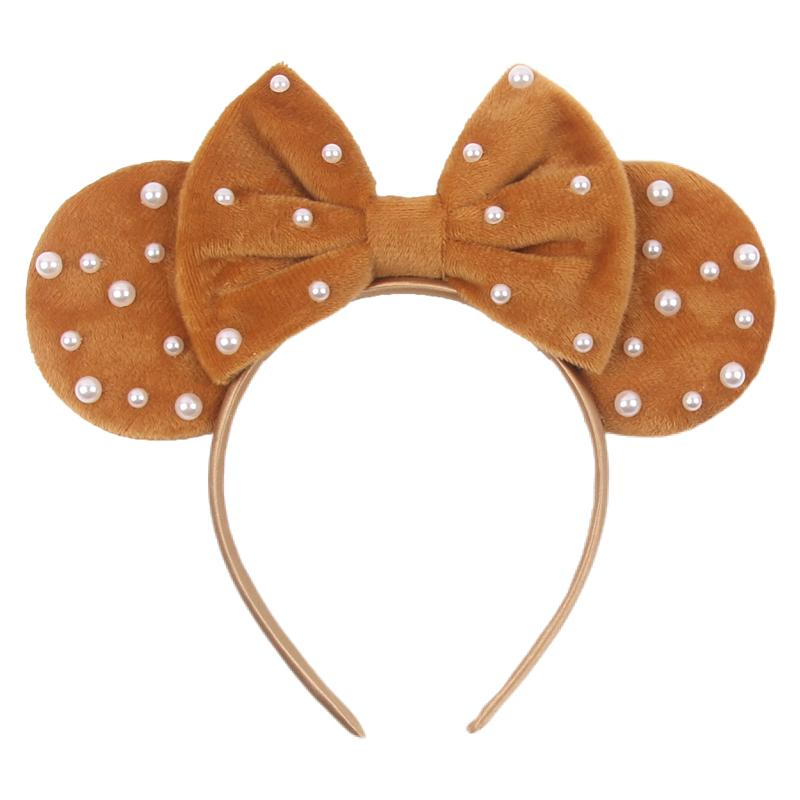 Disney Mickey 3.3"Velvet Ears Headband For Girls Soft Bow Hairband Halloween Festival Party Christmas DIY Hair Accessories