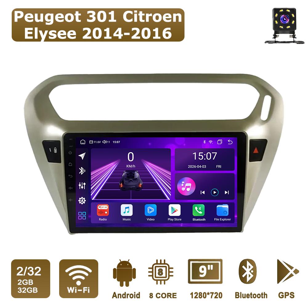 Android Car-Play Car Radio For Peugeot 301 Citroen Elysee 2014-2016 Multimedia Player Head Unit Stereo GPS Navigation BT WIFI,8 CORE ,2+32GB