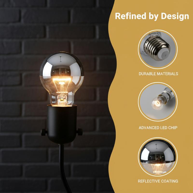 LED Mirror Bulb Half Silver Filament Led 5W E27/E14 Base 360 Degree Angle Warm White Neutral Light Ball Lamp Decoration
