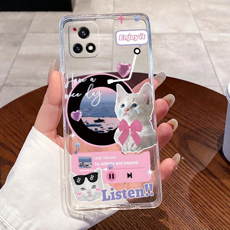 Case For Vivo Y52S Soft TPU Back Cover For Vivo Y31S Clear Silicone Jelly Shells Cute Rabbit Cat Dinasaur Phone Case Protective