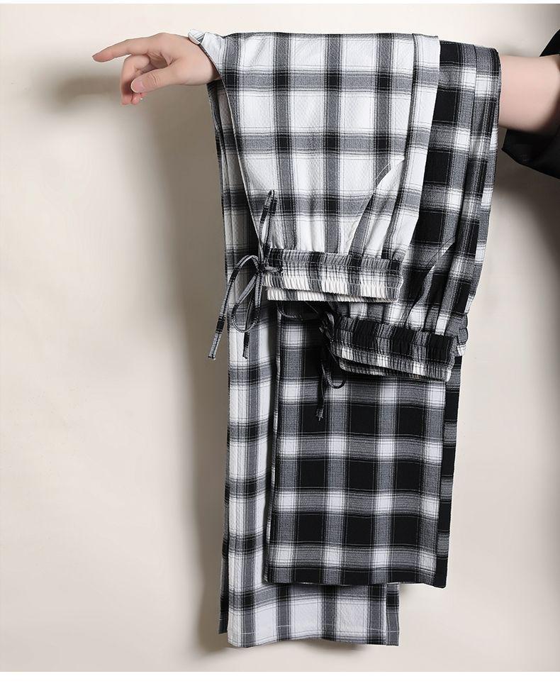 Damen Übergröße Karierte Eisseide Weitbeinige Hose - Schlankmachend, Leicht, Sommer 2025 Freizeit-Hose