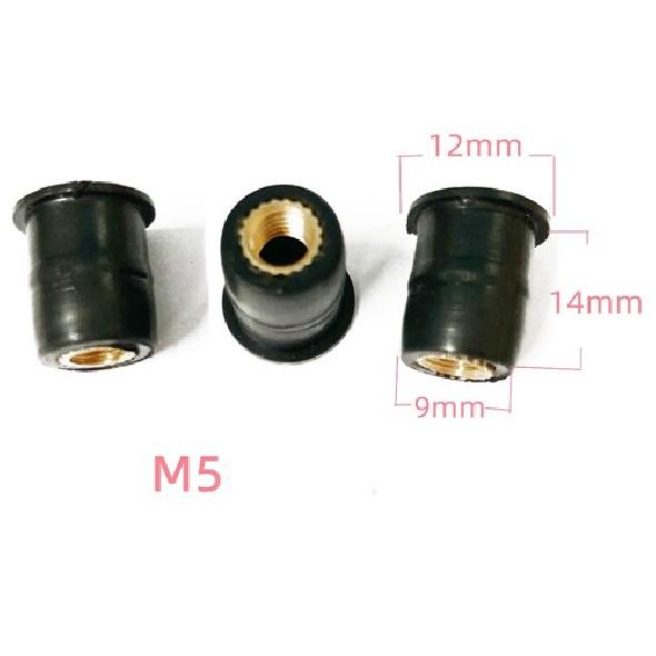 45X Rubber Well Nuts Assortment Kit Black Expansion Brass Nuts Windshield M5 M6