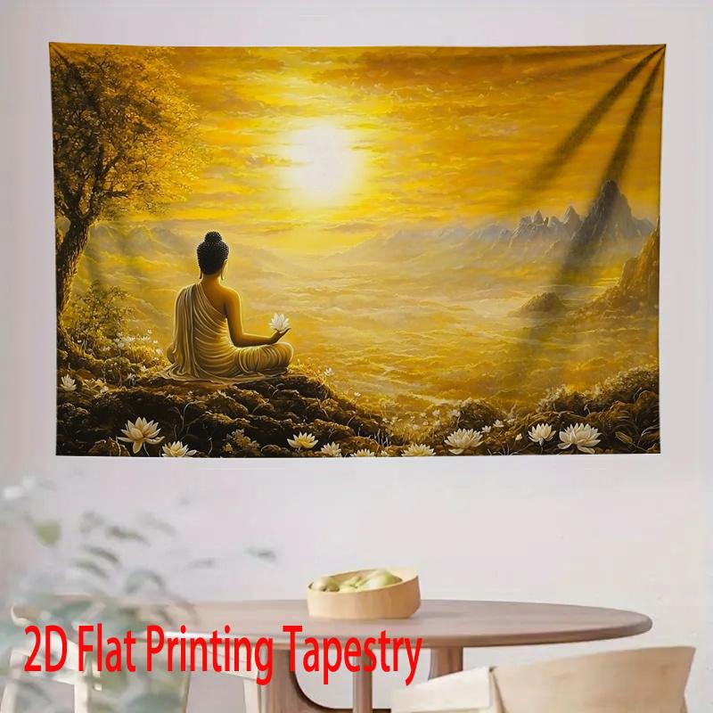 

VIKAMA Enlightenment Buddha Tapestry Which Has Added A Serene Warm Vibe For Home Office Guesthouse And Meditation Space Decor 74x94cm(29x37in)