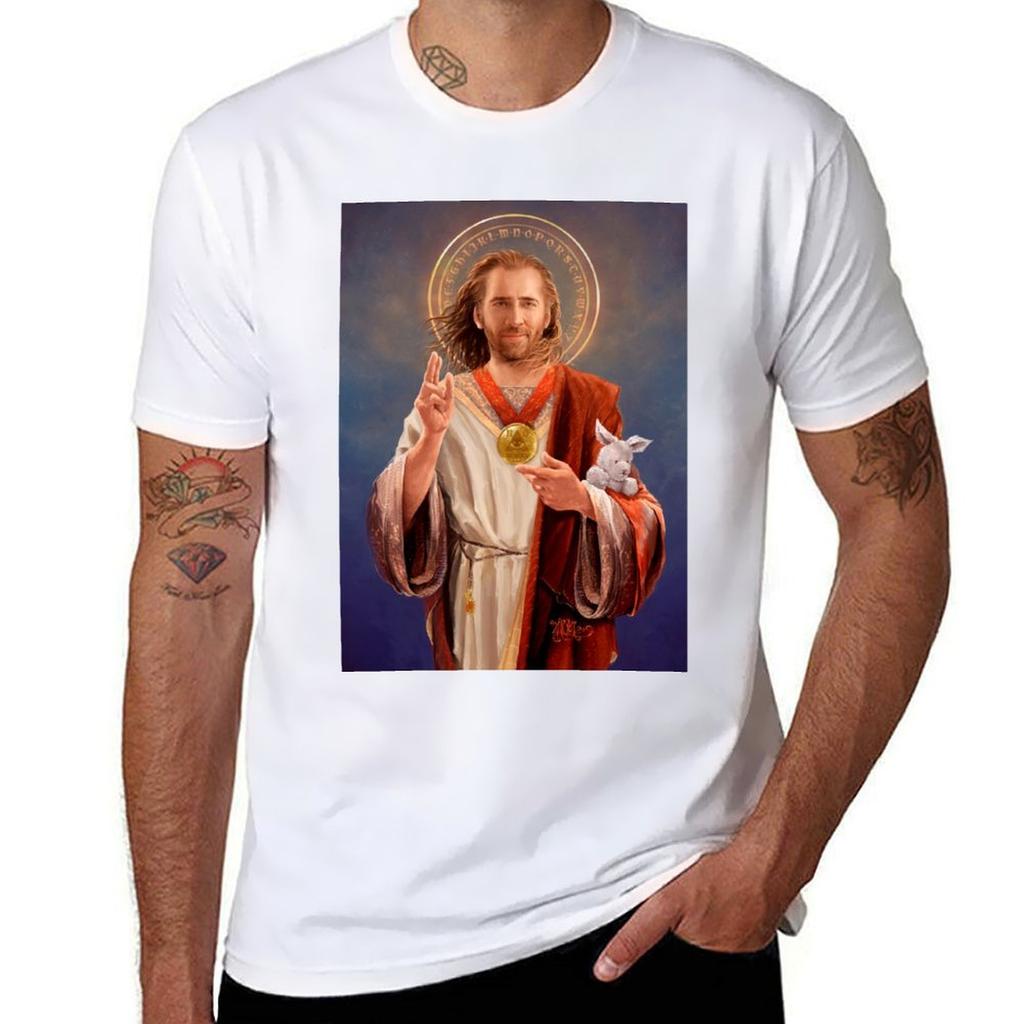 Nicolas Cage Saint Nicolas of Cage Nic Cage Original Religious Painting TShirt AntiPerspiration Workout Top