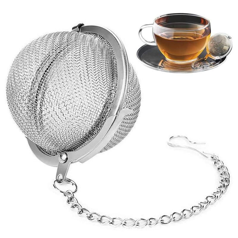4 Sizes New 304 Stainless Steel Tea Infuser Reusable Spice Strainer Sphere Locking Teaware Sieve Novel Kitchen Accessories