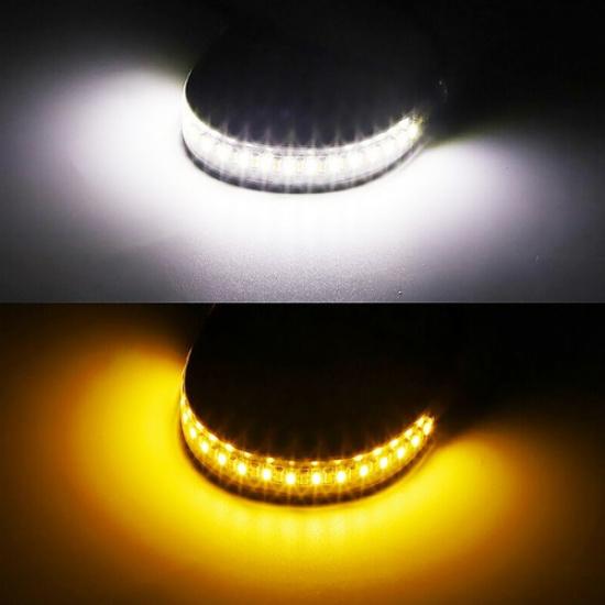 2Pcs Amber/White LED Motorcycle Signals Turn Light Strip Flowing Fit Universal