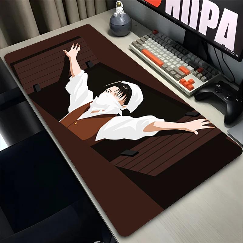 Mouse Pad Laptop Anime Extended Desktop Mat Computer Gamer HD Mousepad PC Gaming Accessories Aattack on Titan Levi Keyboard Pad