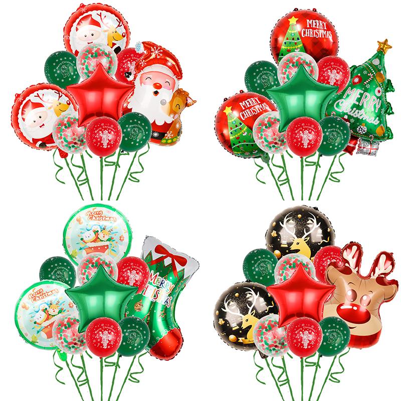 Weihnachtsballonanzug Weihnachtsmann Schneemann Elch Weihnachtsbaum DIY Weihnachts-Globos Kindergeschenke für Zuhause Neujahr 2024 Navidad Dekor