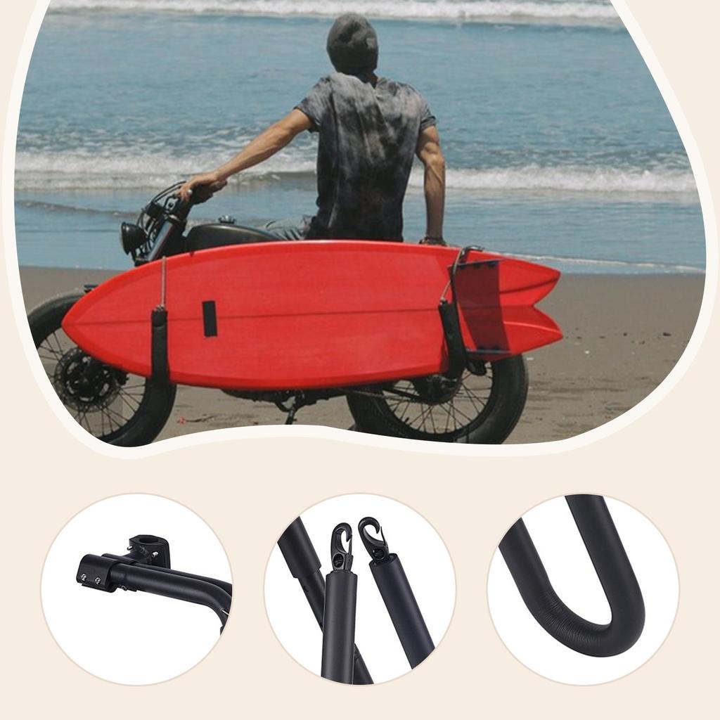Outdoor Sports Bike Surfboard Rack Aluminum Black Rust Resistant Bracket for Surfing Beach Riders