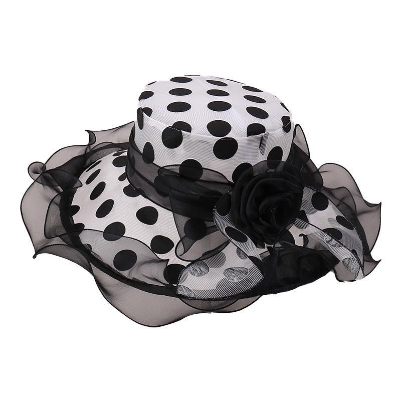 Polka dot flower bucket hat summer new travel vacation seaside sun hat versatile big brim basin hat