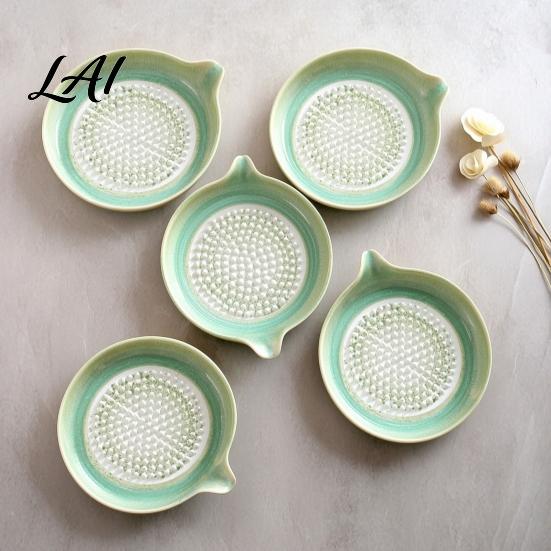 Mess-free Garlic Grater 5Pcs/Set Ceramic Plate with Pour Spout Ginger Cheese Manual Grinder Handheld Crusher Raised Teeth Kitchen Onion Lemon