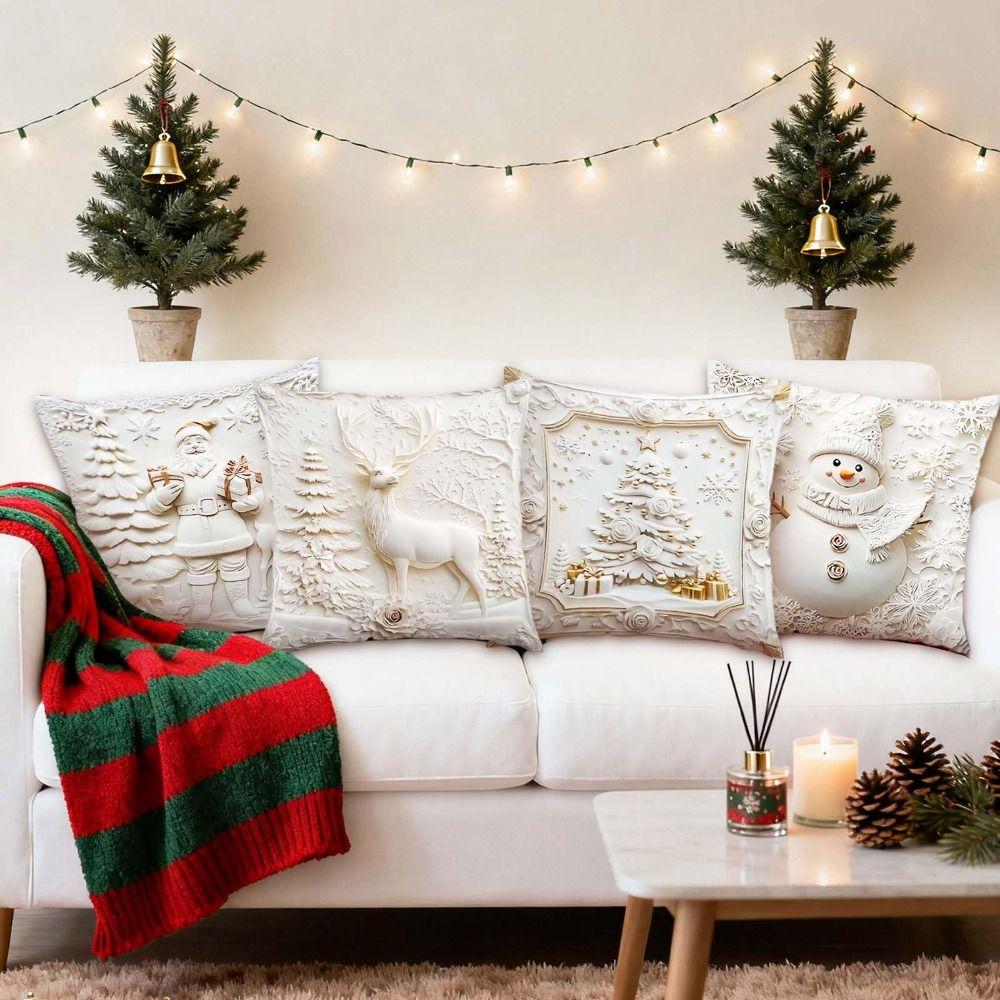 Christmas Day Pillowcase Pillow core protection Polyester Throw Pillow Cover Removable Pillow Case Protector Sofa Decoration