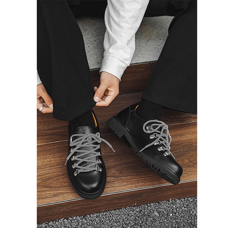 Genuine Leather Shoes Mens Derbys Flat Brand Male Footwear Black Shoes Cool Young Man Fashion Style Plus Size 45