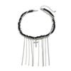 IngeSight.Z New Cross Zircon Bead Necklace Fashion Trend Accessory Cross Glass Tassel Necklace Suitable Women Party Jewelry Gift