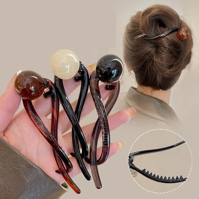 Femei Nouă Modă Clips Răsucit Plastic Acrilic Mărgele Glob Bentiță Ornament Mireasă Bijuterii Păr Accesorii Păr