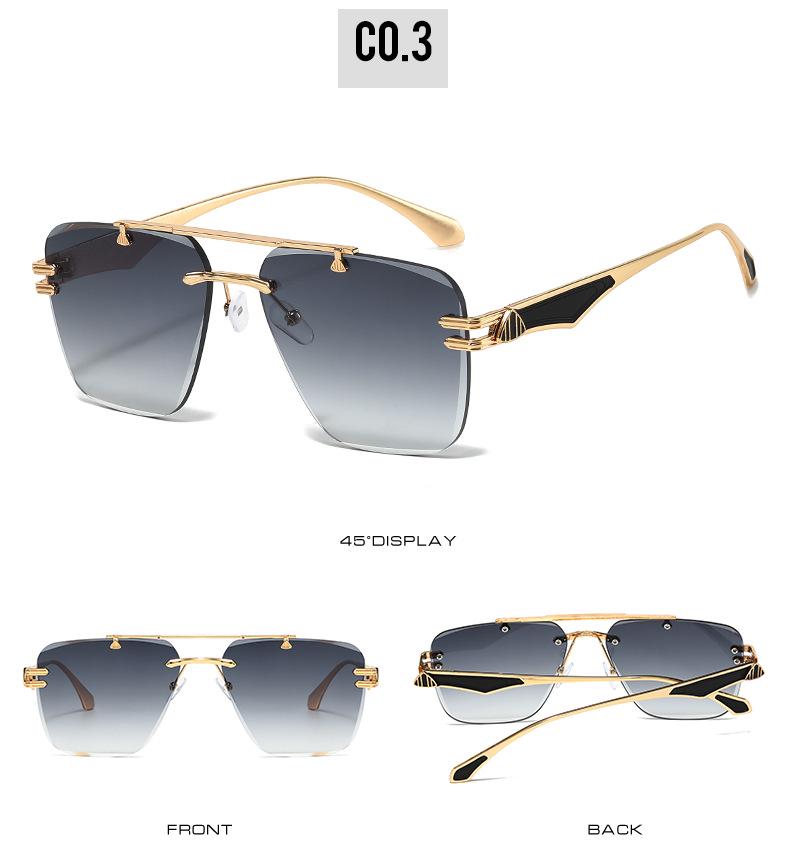 Frameless Gradient Sunglasses: European & American Style with Metal Texture
