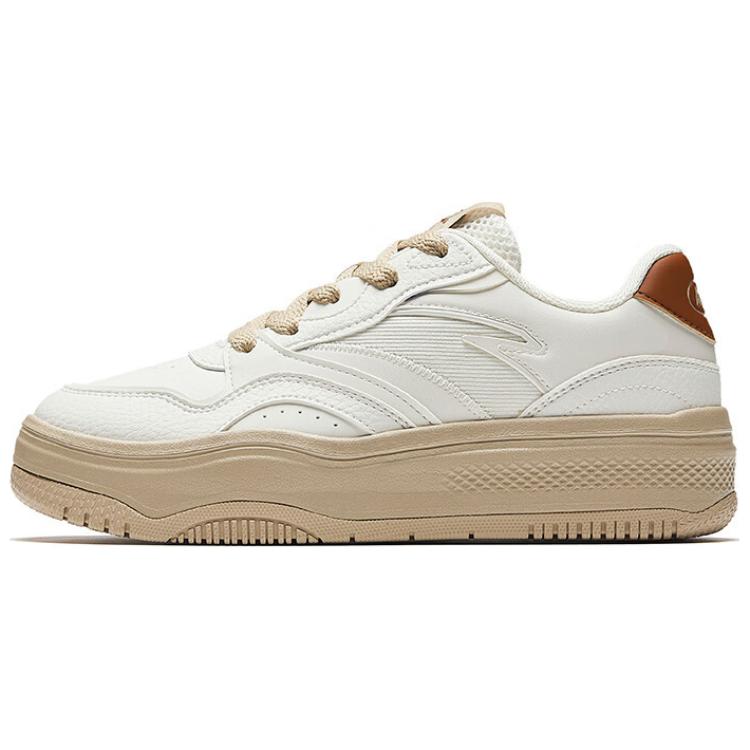 New Anta Street Play 2 Slip Resistant Cushioning Low Top Skateboard Shoes Women's White Brown 922448077-9
