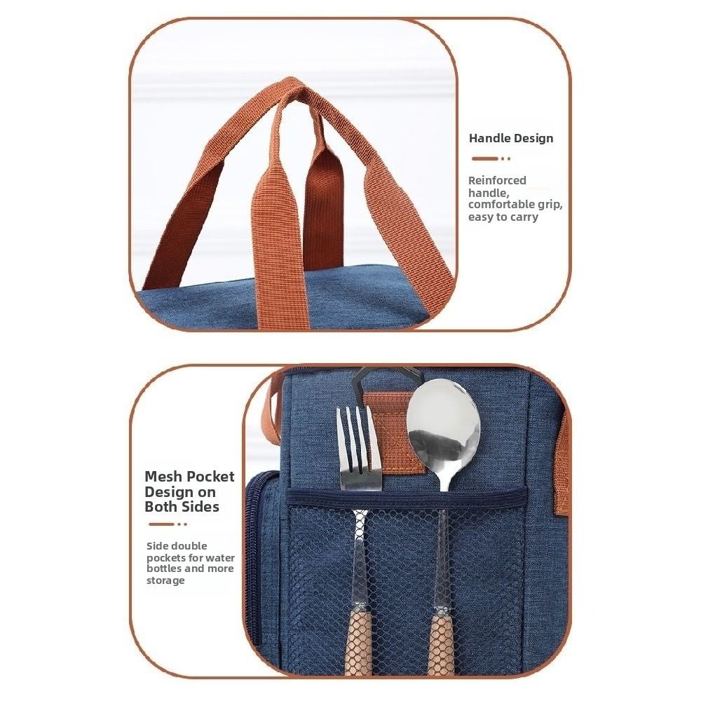 Lightweight Double Deck Lunch Cooler Bag Large Capacity Picnic Tote Bag Insulated Lunch Bag  Work