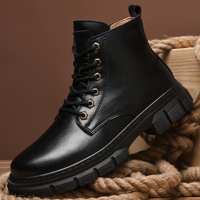 Nuovi Stivali Invernali da Uomo Comodi Stivali con Plateau Stivali Outdoor da Uomo Alti in Pelle Imbottiti Spessi Impermeabili Scarpe da Uomo