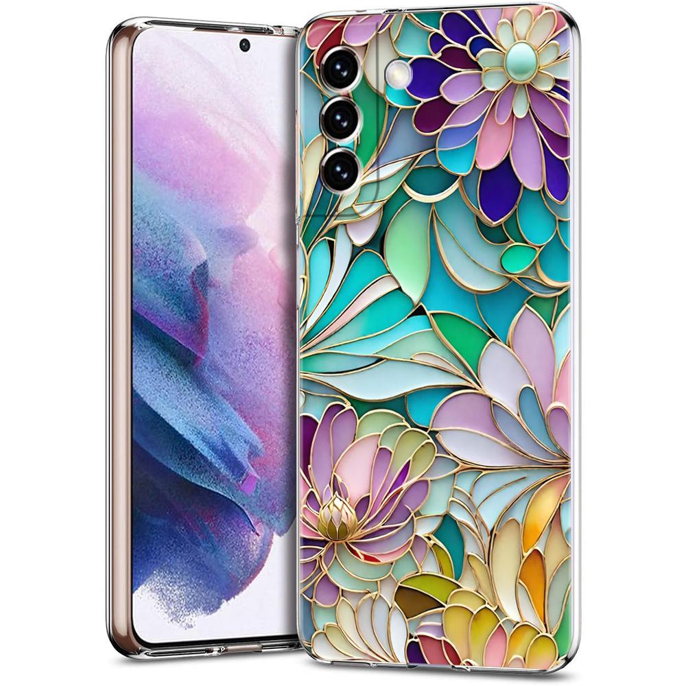 Transparent Phone Case Cover for Samsung Galaxy S25 S24 S23 S22 S20 S21 FE Ultra S24 S23 S10 S10E Plus 5G Fashion Flower Pattern