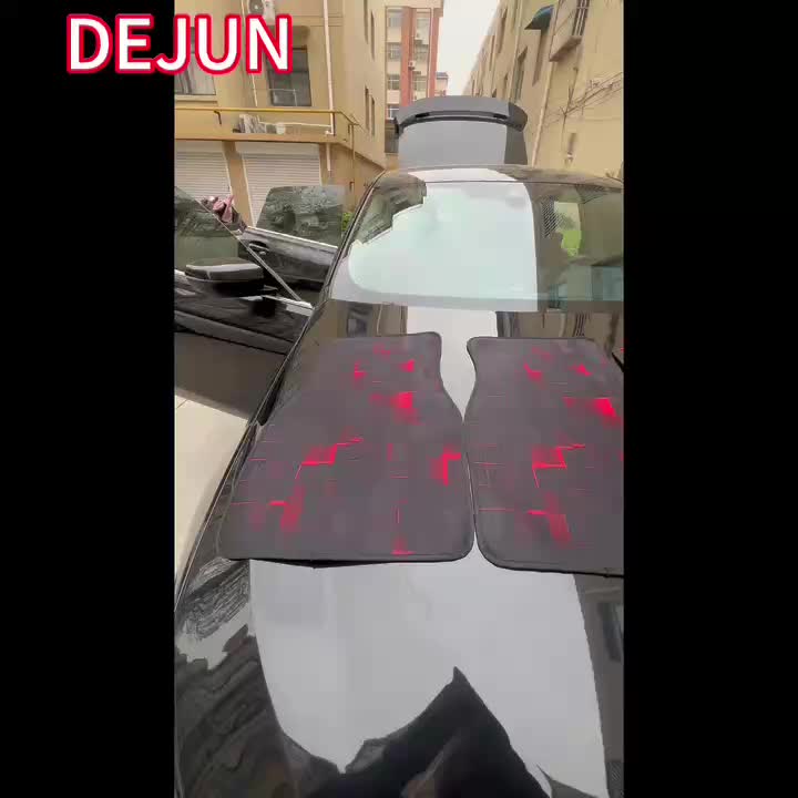 Applicable To All Car Models, 4pcs Red 3D Square Pattern Car Carpet, Four Seasons Car Carpet, with Non-Slip Base, Easy To Clean