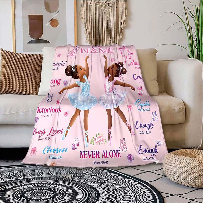 Two Dancing Girls Customize Your Name Blanket Used For Chair Office Sofa Bed Camping Soft And Warm Giving Friends And Relatives Birthday Graduation