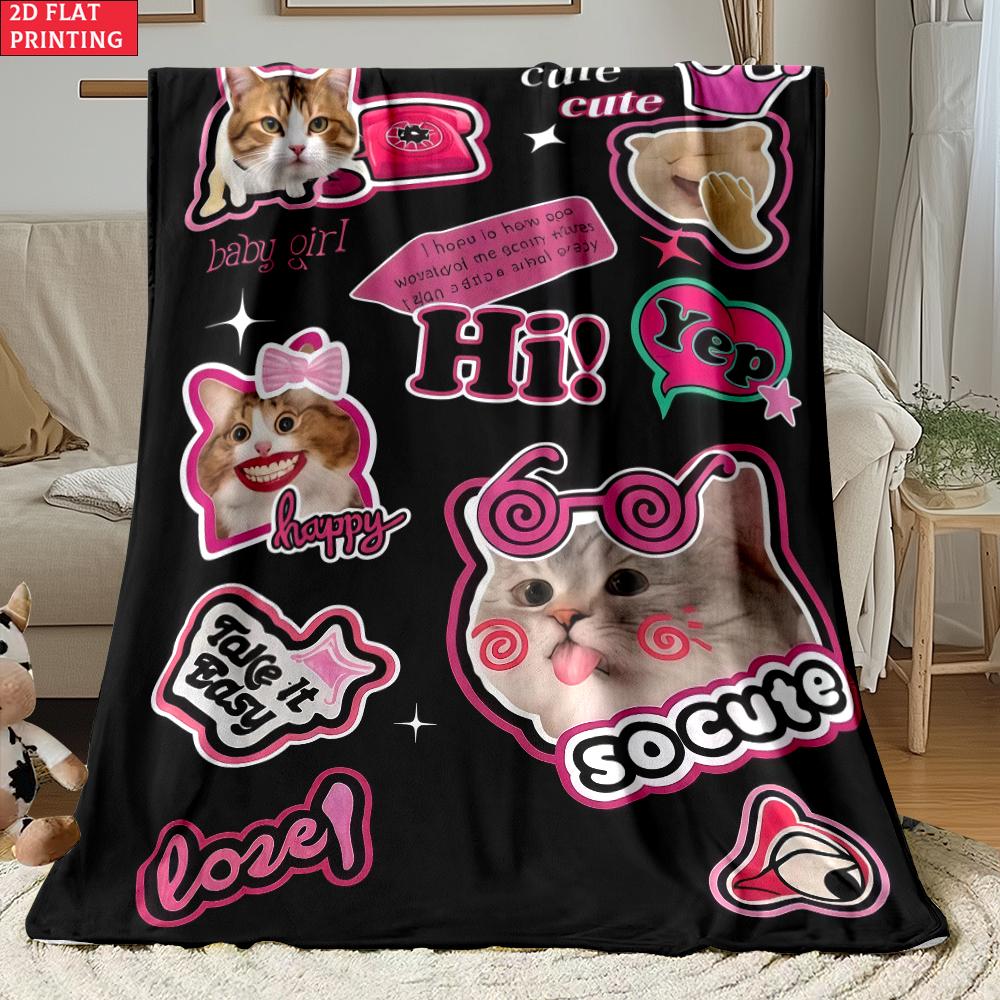 Animal Flannel Thin Blanket Custom Blanket Picnic Bed Sofa Blankets Family Bedroom Children's Room Napping Blankets Fluffy