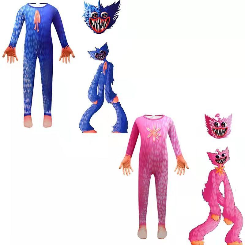 Huggy Wuggy Kids Poppy Playtime Cosplay Costume Bodysuit Jumpsuit Mask Gloves