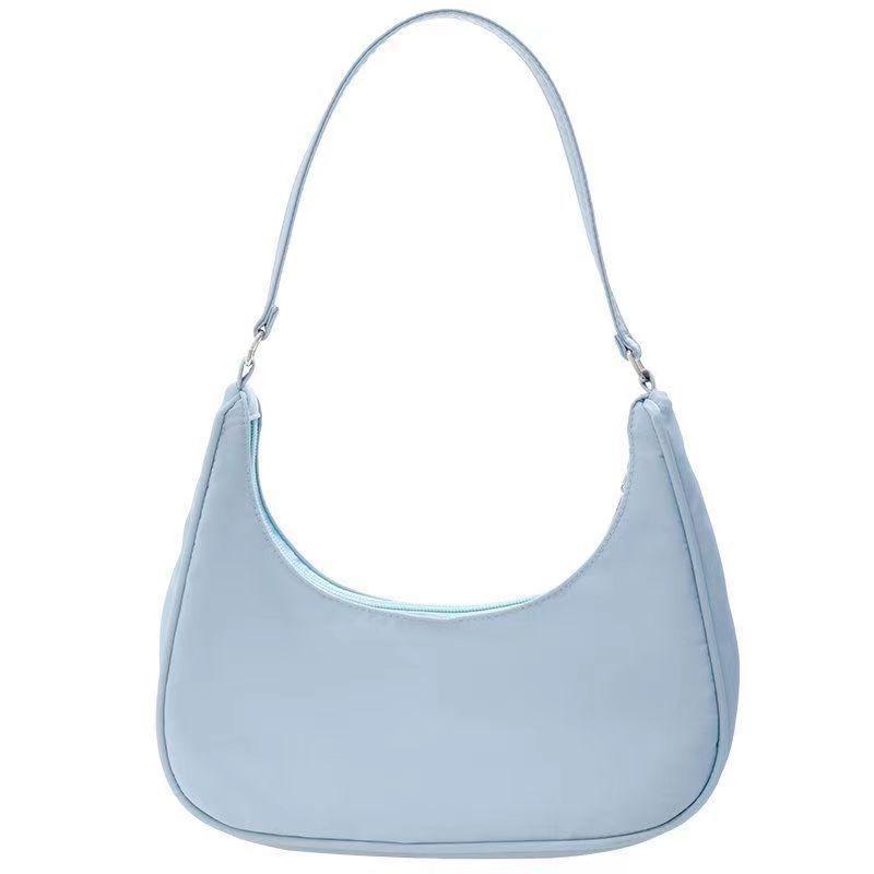 Borsa a tracolla da donna in nylon tinta unita a forma di raviolo, da portare sotto il braccio o a spalla, borsa a messaggero