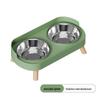Cross-Border Stainless Steel & Ceramic Dual Cat & Dog Bowl: Anti-Tip, Splash-Proof, Neck Protection Design for Food & Water.