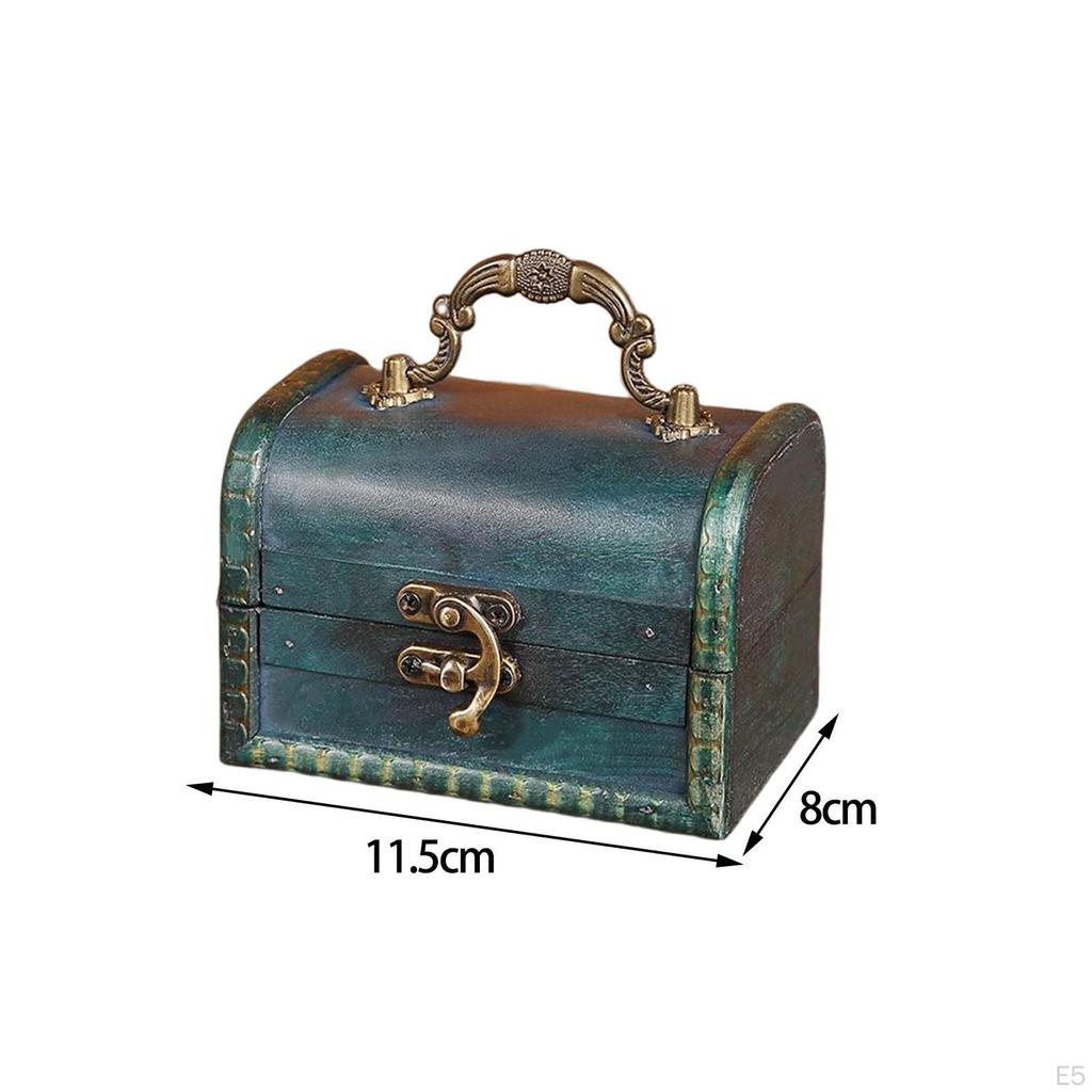 Antique Treasure Chest Box ,Handcrafted Piggy Bank with Lock Portable ,Jewelry Organizer