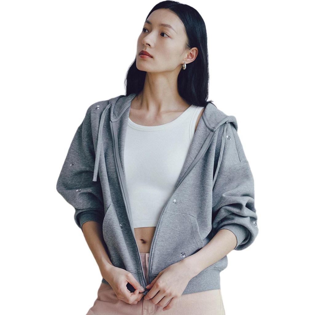 Gap X Blue And White Porcelain Capsule Series Logo Embroidered Hooded Zip-Up Sweatshirt Women Sweatshirt 2SS622001