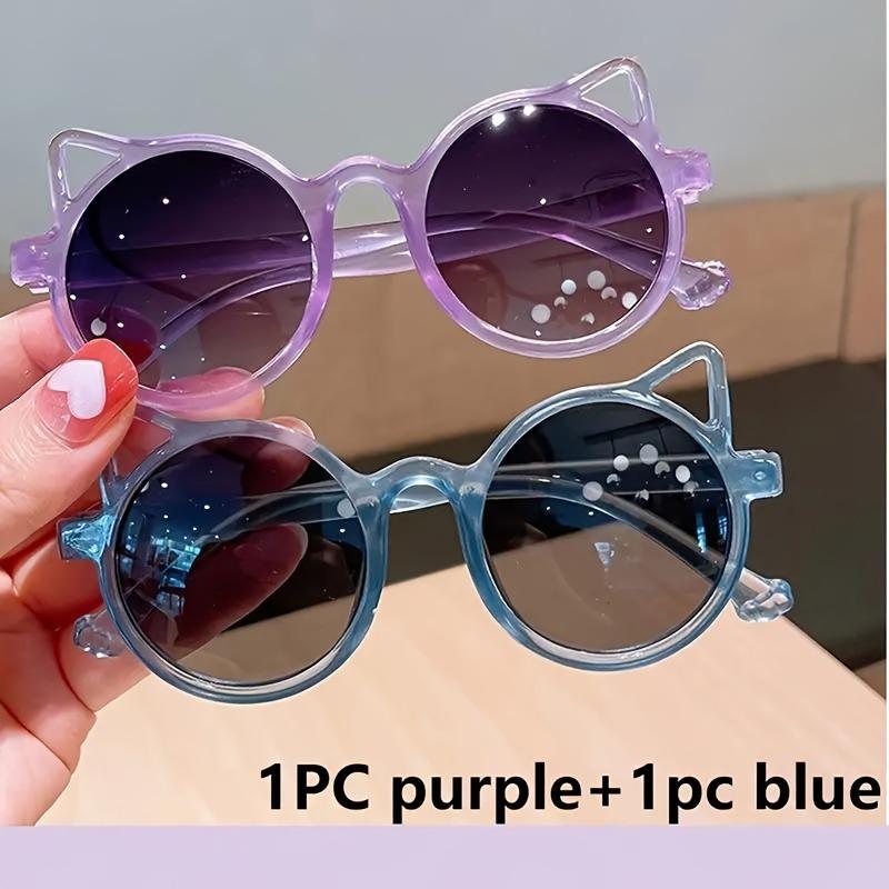 2pcs Colorful Durable  Cute Cat Ear Glasses  Playful Cartoon Design Festive Accessory