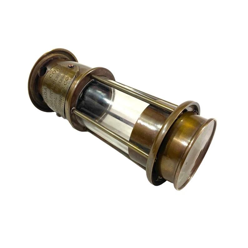Brass Miner’s Lamp | Nautical Lantern with Glass & Wick | Mining Oil Lamp for Home, Desk, Boat or Rustic Décor