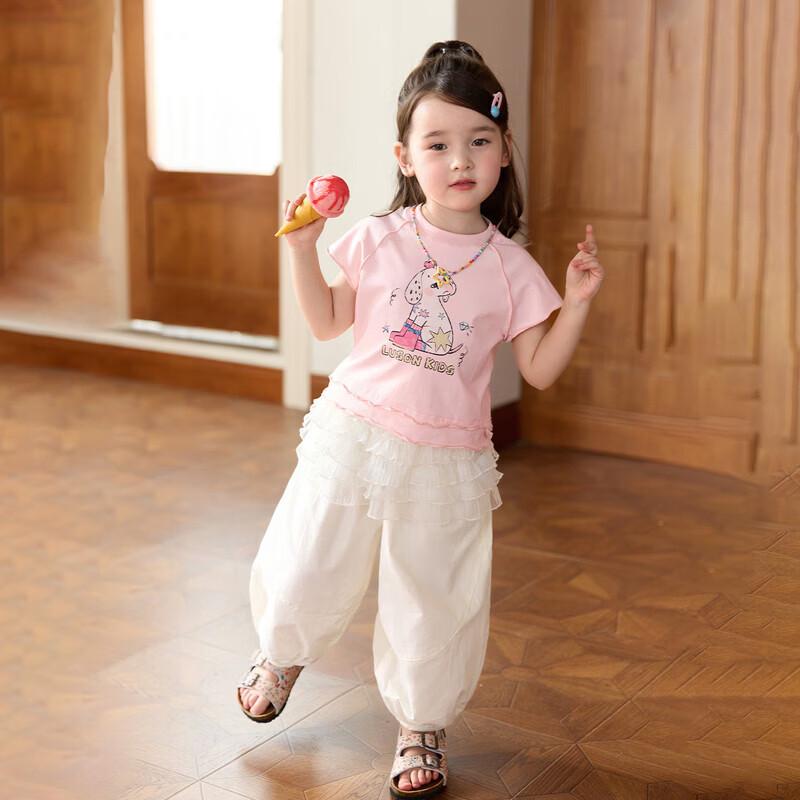 LUSON Girls' Sweet Round Neck Short Sleeve T-shirt