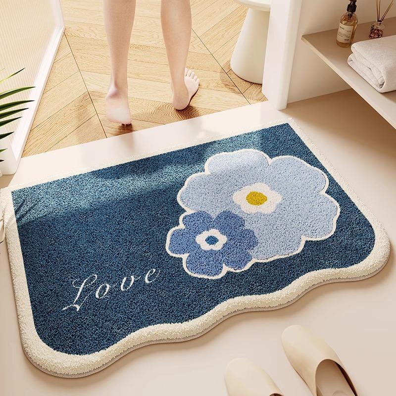 Cream wind imitation cashmere toilet floor mat bathroom absorbent mat toilet toilet quick drying door non-slip foot pad