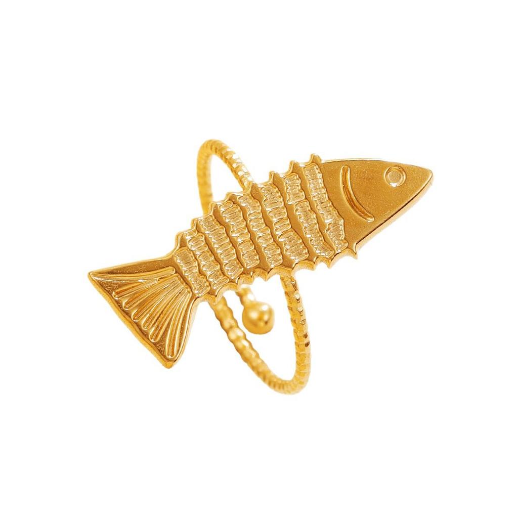 Fresh Resort-Style Tropical Fish Stainless Steel Rings for Women - Cute Beach Ocean Series Ornaments