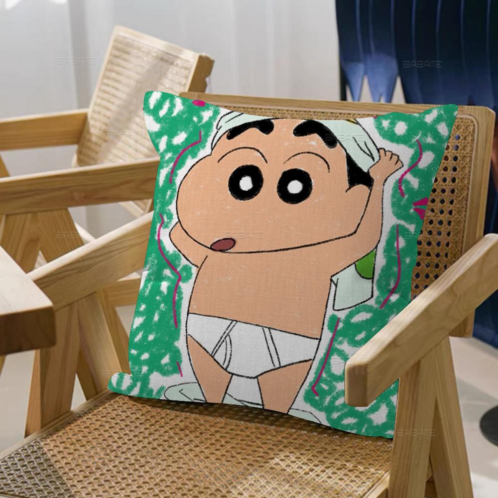 Watercolor Crayon Shin-chan Cushion Cover Car Throw Pillow Case For Sofa Car Christmas Gift 40x40cm 45x45cm