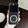 Luxury Electroplated Leather Magnetic Case for Samsung Galaxy Z Flip 7 6 5 4 3 Shockproof Bumper 2in1 Hinge Protection Cover