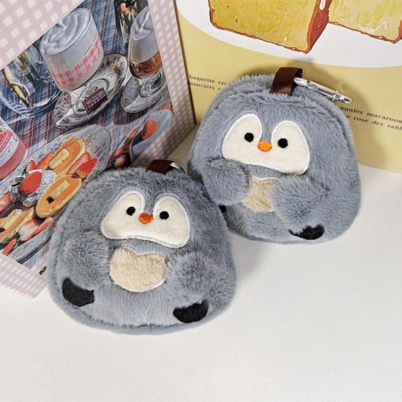 1 Piece Plush Wallet With Lanyard Mini Cartoon Penguin Coin Purse Zipper Bag Pendant Girls Charm Small Item Storage Bag
