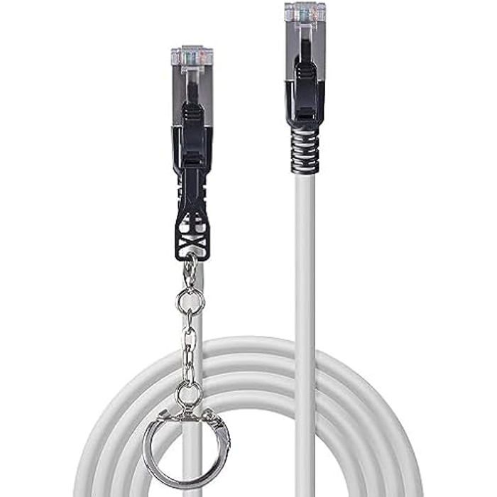 Câble Réseau Sécurisé Cat.6A S/FTP LSZH, Gris, 0.3m