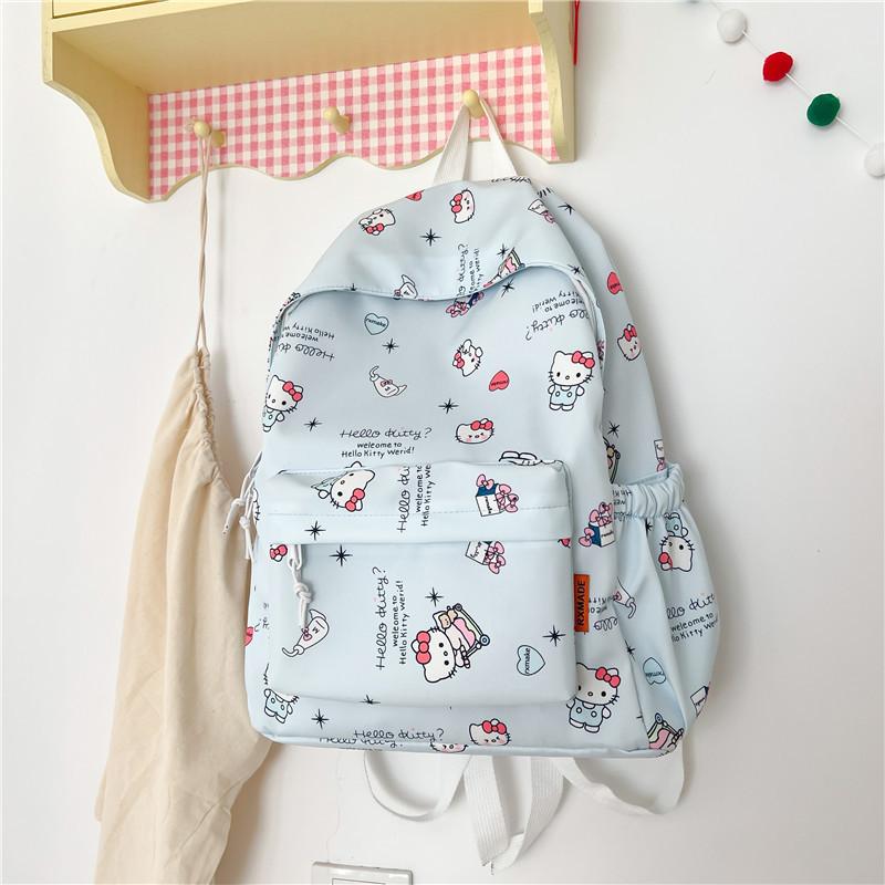 Cute Cartoon Sanrio Hello Kitty Backpack Large Capacity Student Schoolbag  Delicate Personality Trendy Girly Kt Bag Gifts
