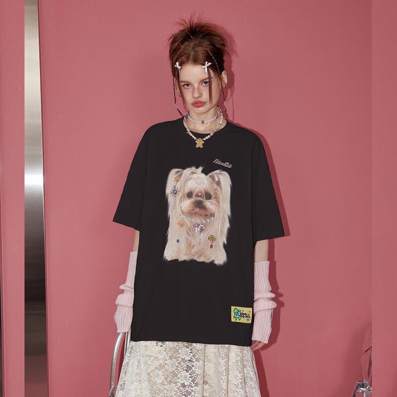 

UNIFREE Cute Dog Print Short-Sleeve T-Shirt M