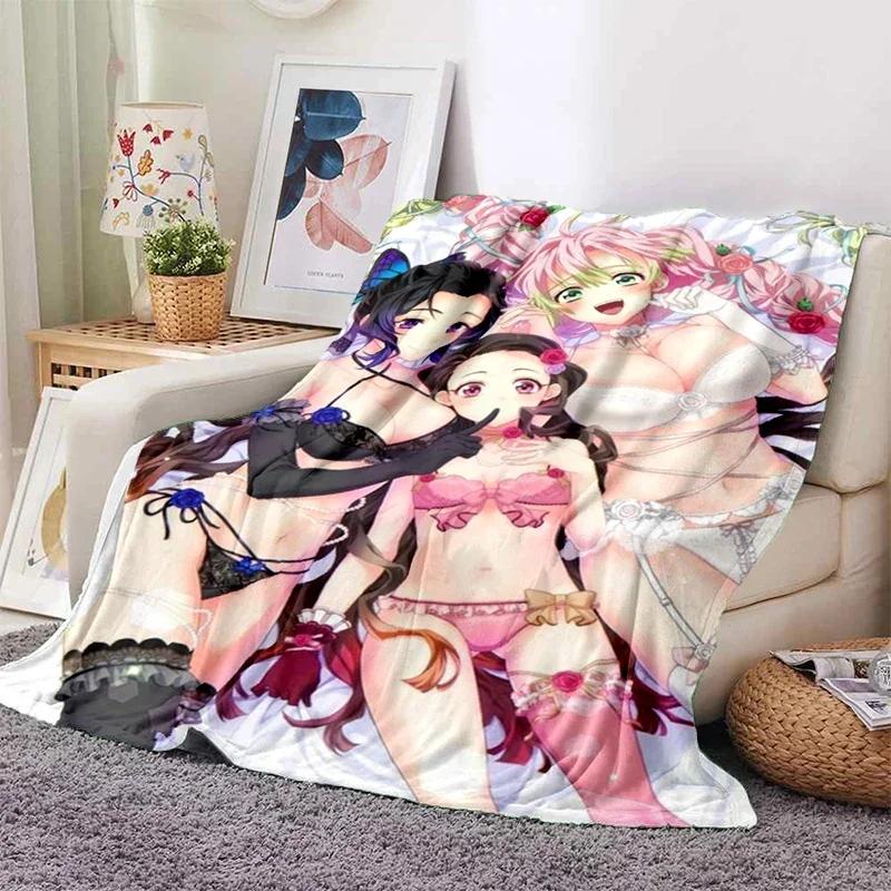 Sexy Anime Girls Blanket Soft Plush Flannel Throws Blankets for Sofa Bed Couch Best Gifts All Season Light Bedroom Warm Decke